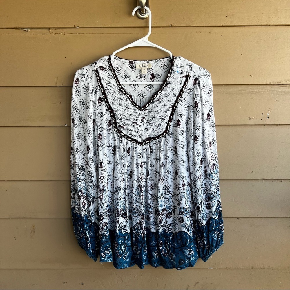 Style & Co Boho Long Sleeve Top - Women's Size MP